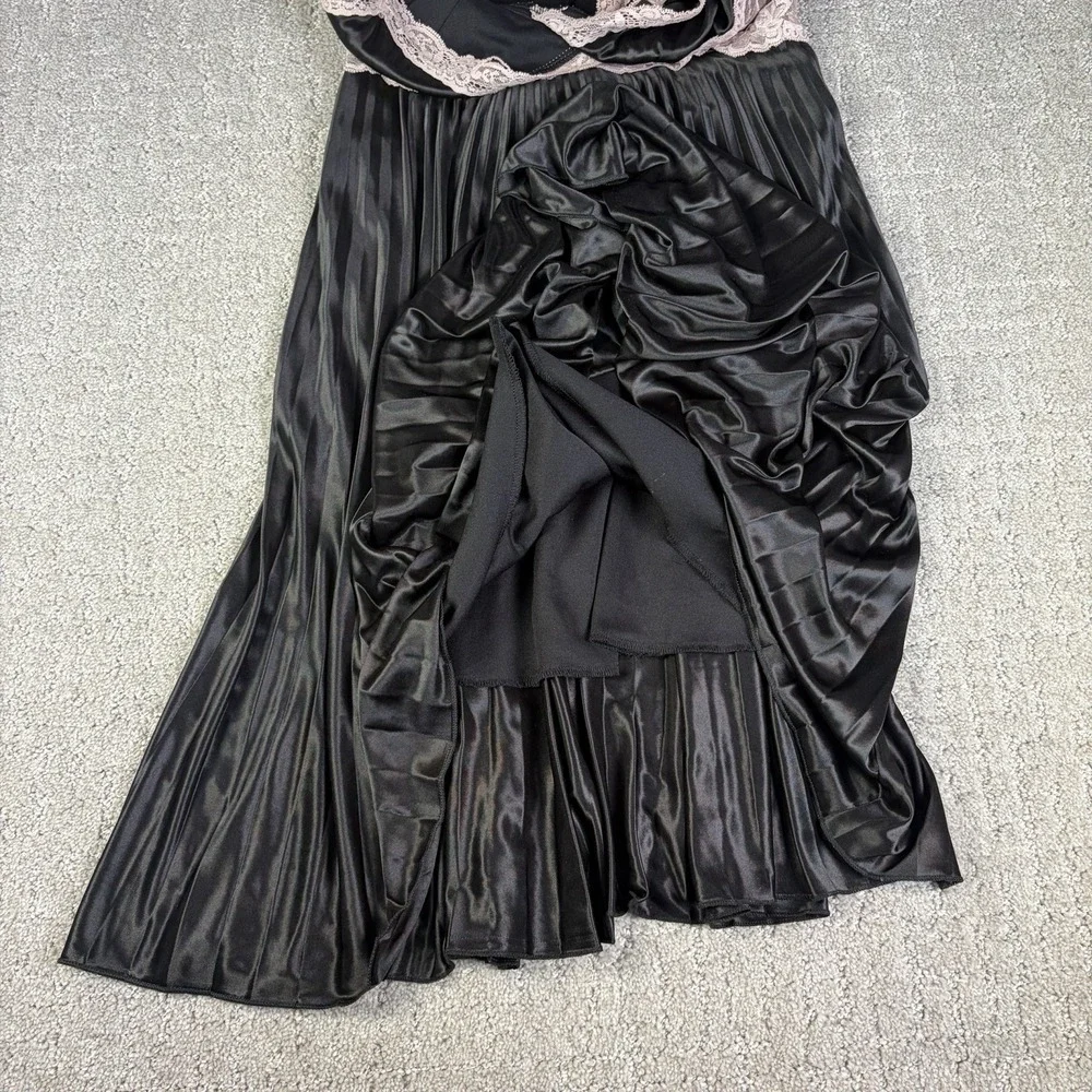 Vintage XOXO Y2K Lace Babydoll Top Black Pleated USA Mini Dress M Fairy Chic - Picture 5 of 7